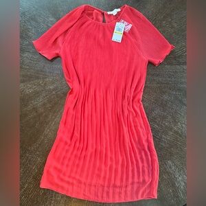 Michael Kors Sangria Pleated Short Sleeve Dress